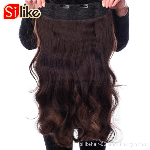 Natural Wavy Long Clips in Hair Extension Synthetic Natural Hair Water Wave Blonde Black Brown Red 24'' For Women Hairpieces